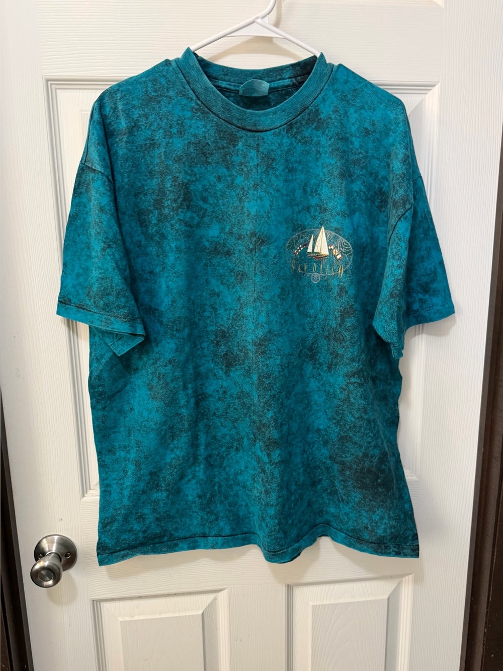 Vintage 90s Hanes Beefy T San Diego Sailing Graphic Tee XL Blue Wash Nautical